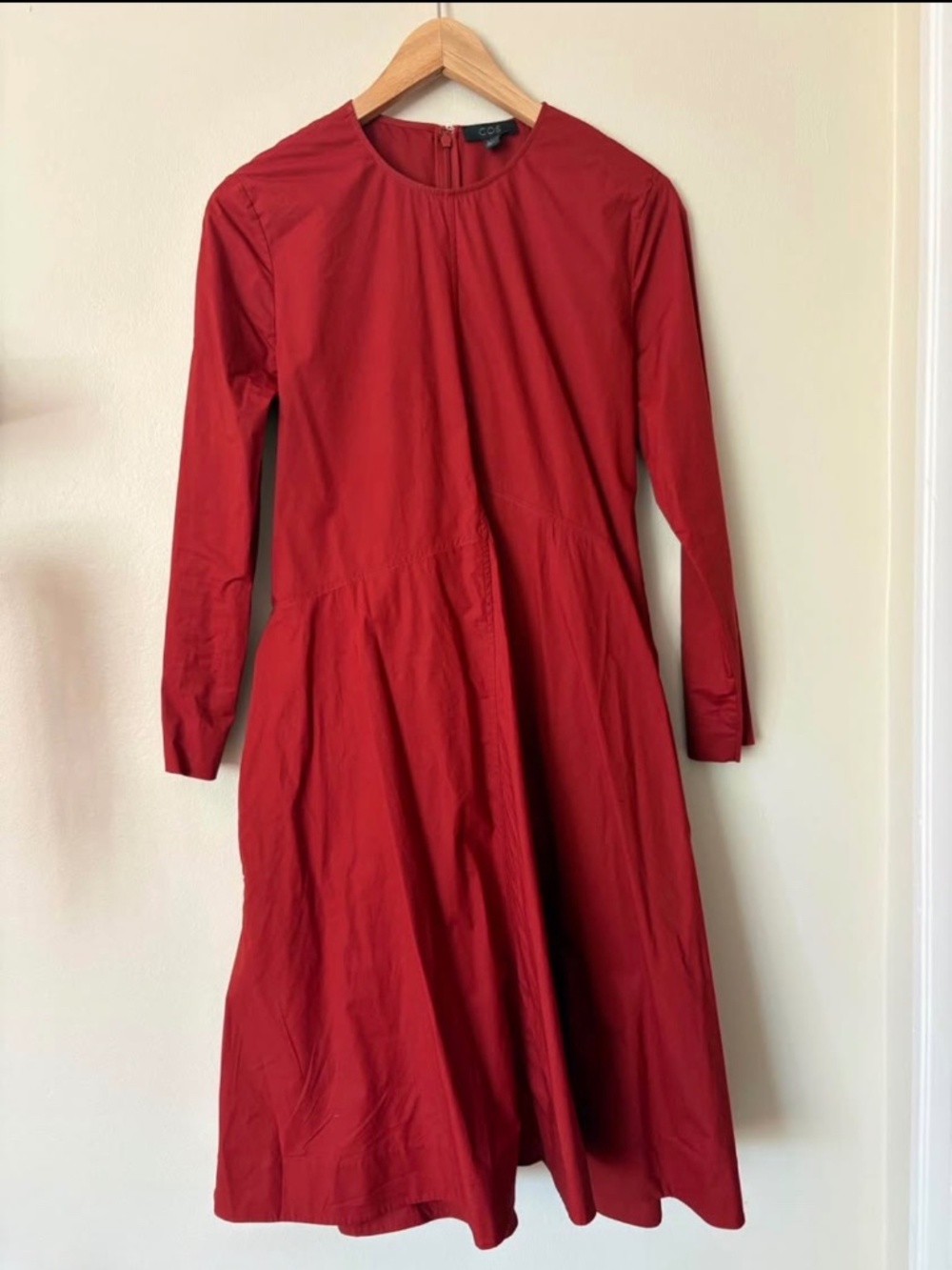 COS Cotton Longsleeve Dress with Tie and Pockets